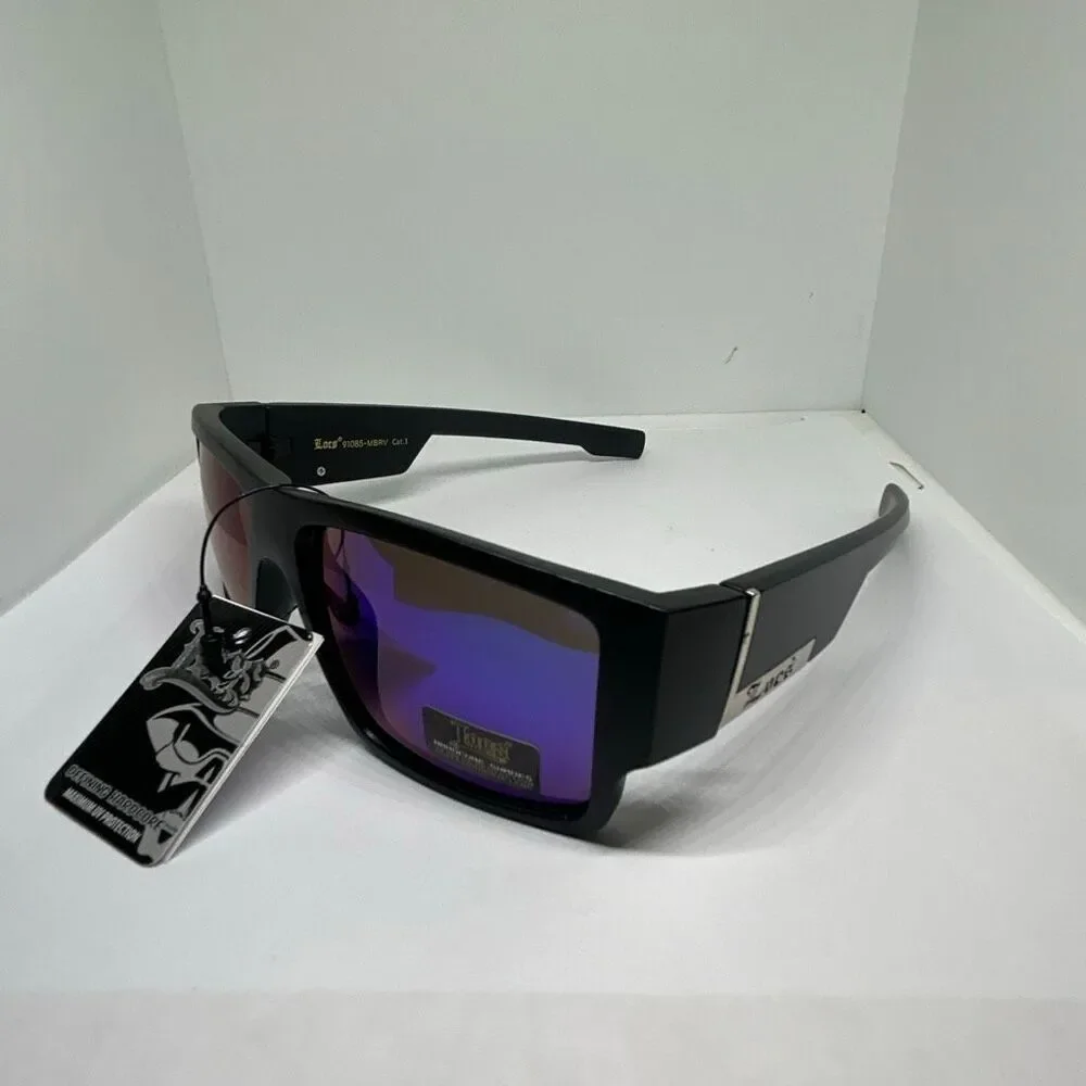 Locs Wrap Sunglasses Multi Mirror Lens Black Frame UV400
